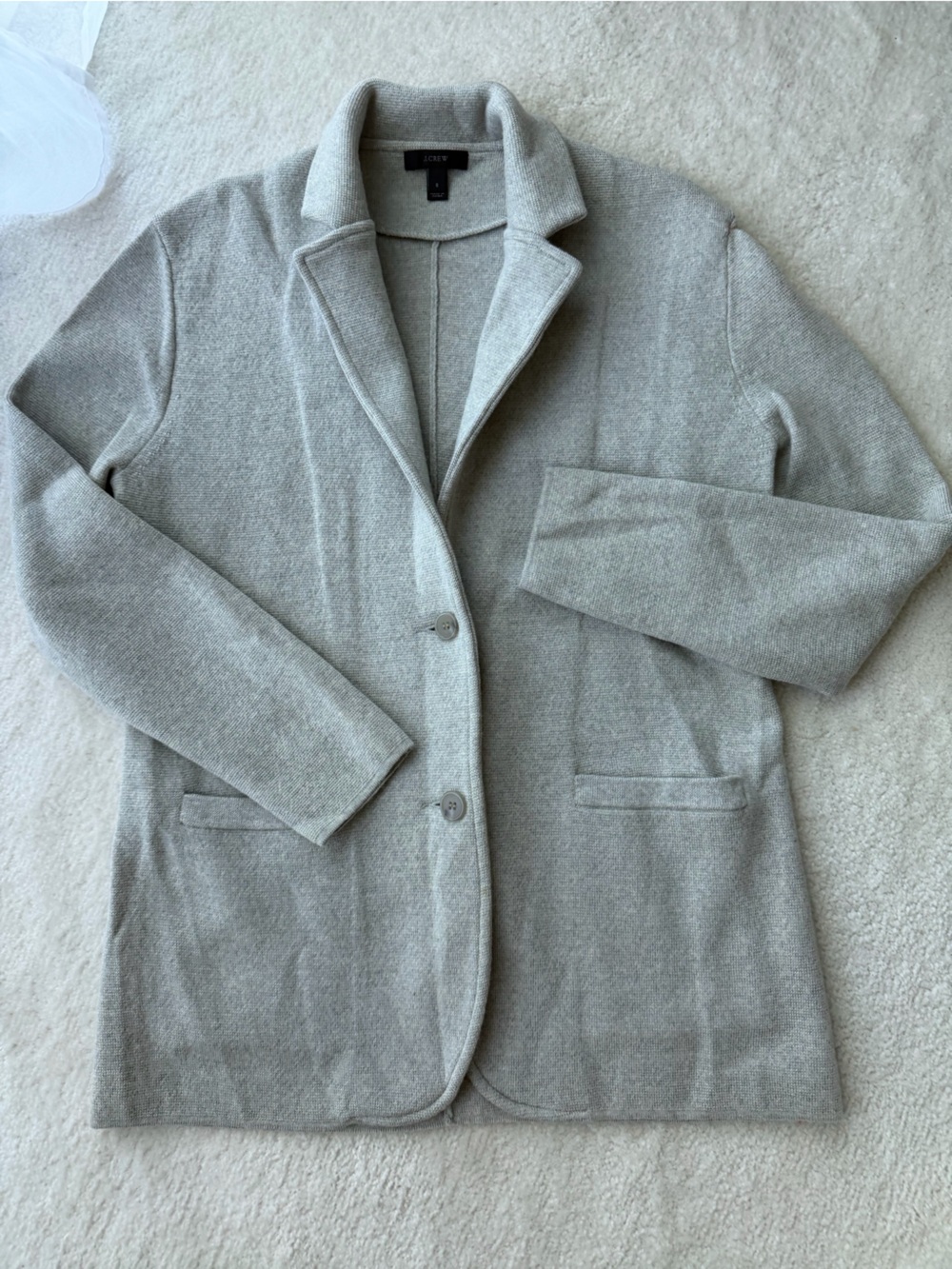 J. Crew 100% Merino Wool Light Gray Pea Blazer Coat
